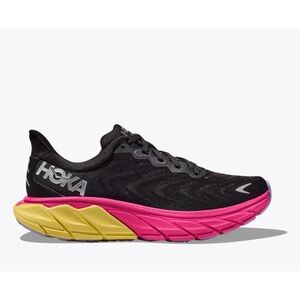 Hoka One Arahi 6 Womens Running Sneakers Shoes Black Pink Yarrow